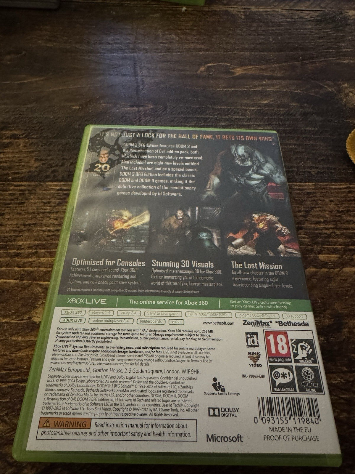 🎮Doom 3 -- BFG Edition (Microsoft Xbox 360, 2012) - US Version🎮