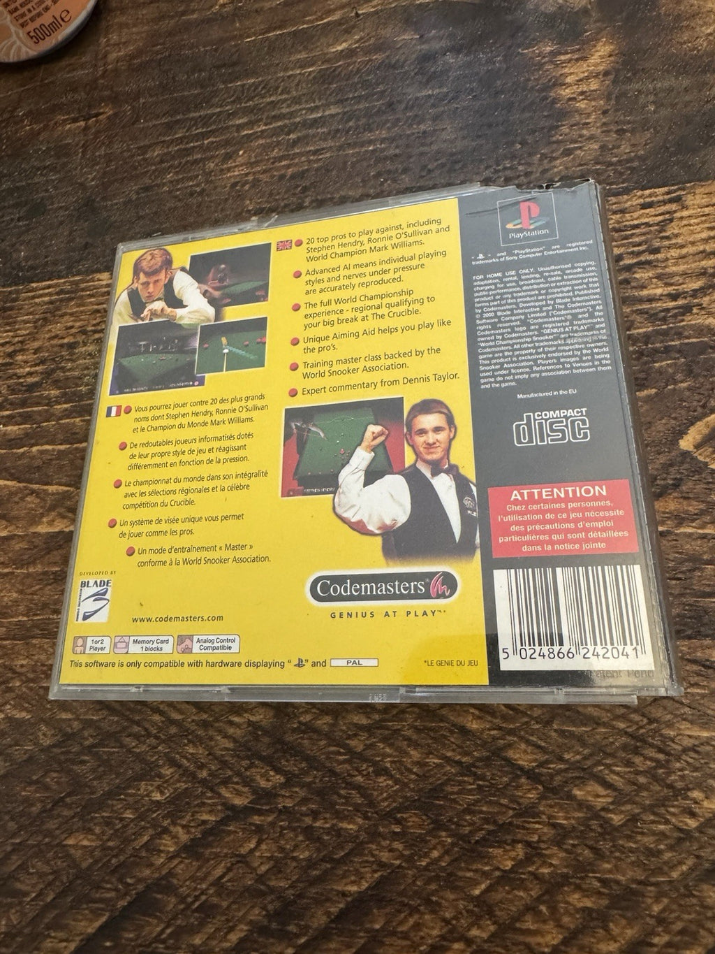 PlayStation 1 World Champion Snooker Video Game