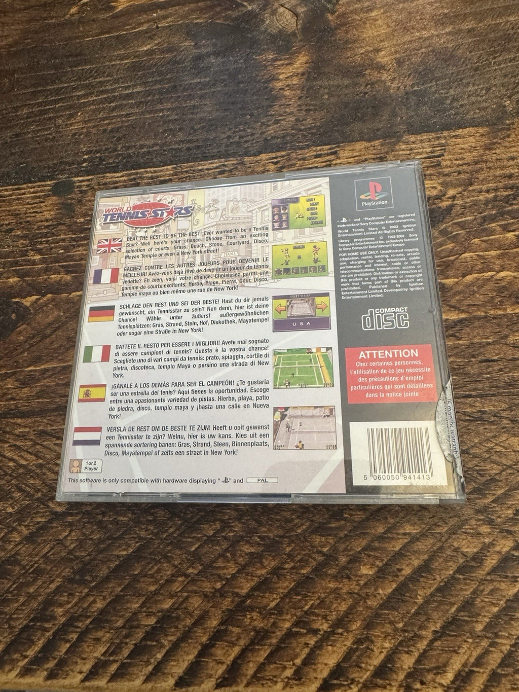 PlayStation 1 World Tennis Stars Video Game