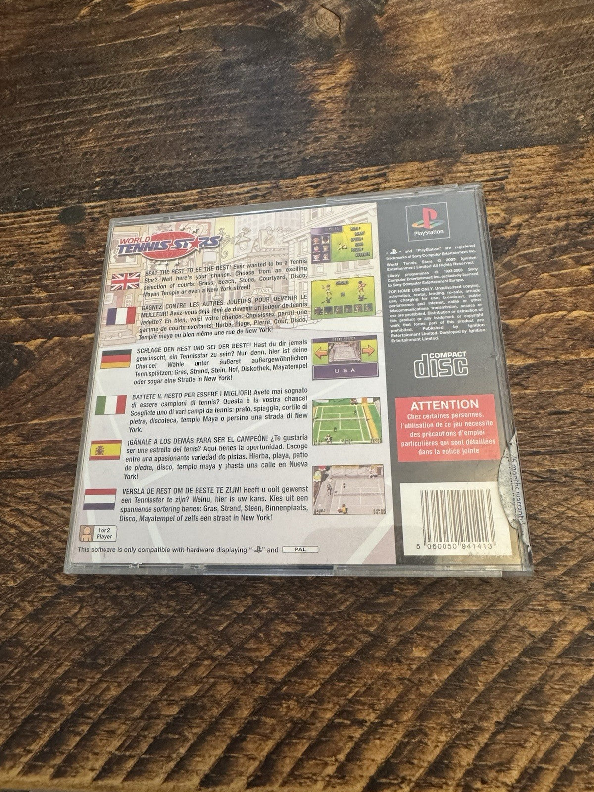 PlayStation 1 World Tennis Stars Video Game