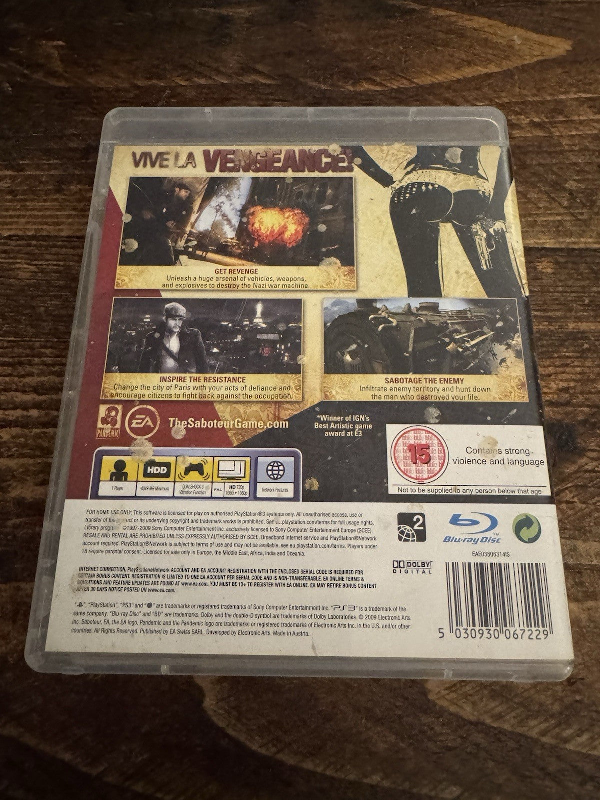 🎮 Sony PlayStation 3 The Saboteur Game