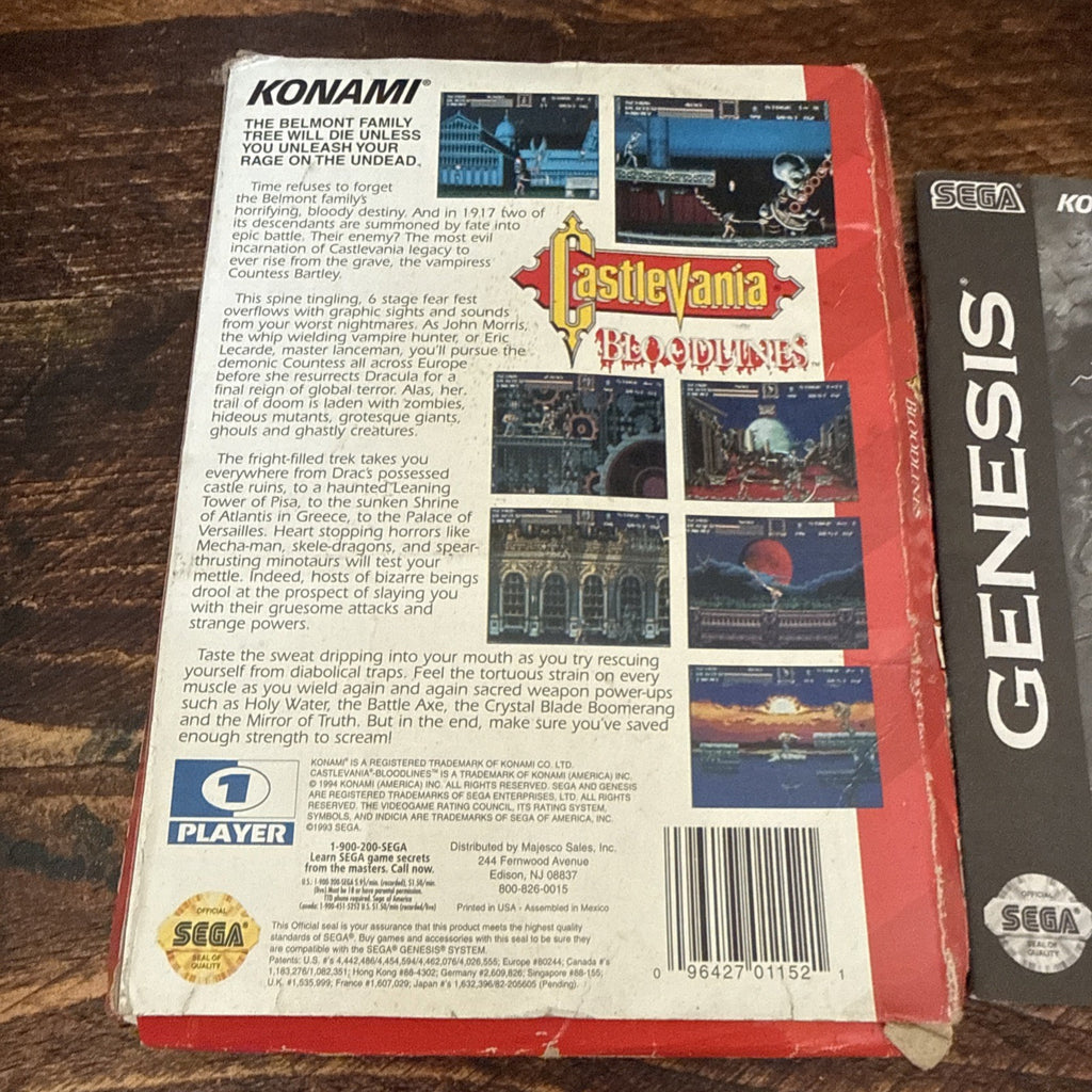 Castlevania: Bloodlines (Sega Genesis, 1994) Cardboard Authentic COMPLETE ⭐️