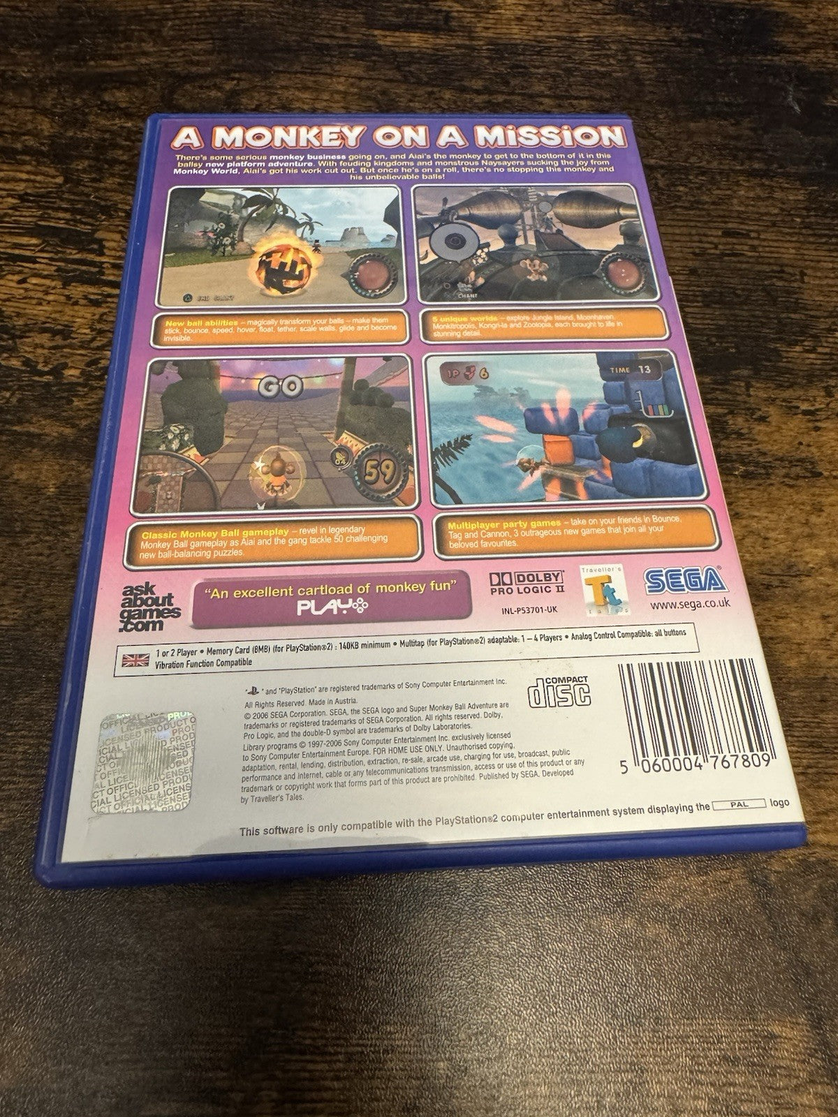 🎮 Super Monkeyball Adventure (Sony PlayStation 2, 2006) - US Version 🐵