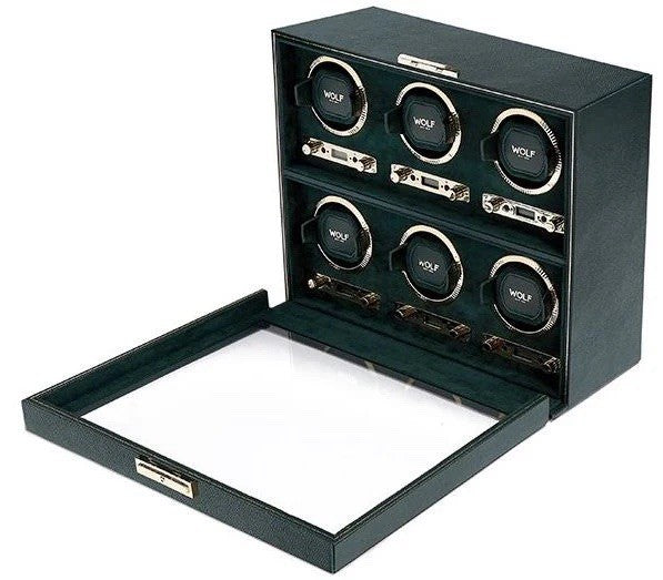 WOLF WATCH WINDER BRITISH RACING GREEN 6 PIECE RRP £3,858