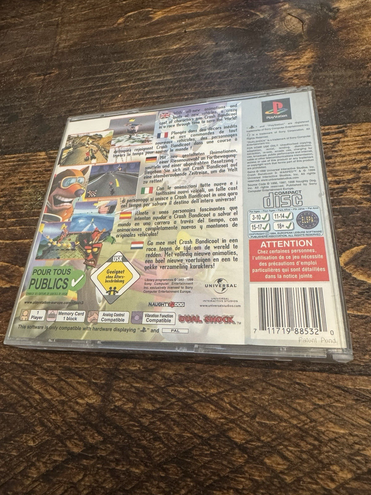 PlayStation 1 Crash bandicoot Warped Video Game